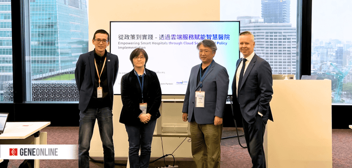 智慧醫療國際研討會與會貴賓合影。左起 AWS 台灣公部門業務總監傅元亨、 衛生福利部醫事司司長劉越萍、台灣醫學資訊學會理事長林明錦與 BC Platforms 亞太及日本地區生命科學與醫療保健銷售資深副總 Andrew O’Brien。(攝影:鐘煌翔)